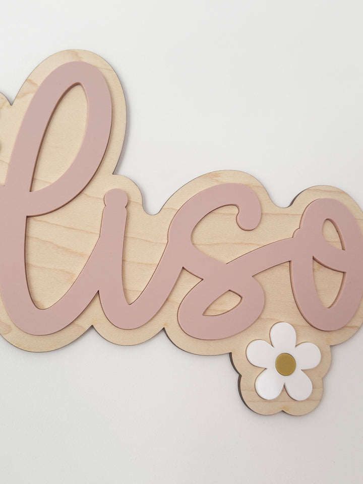Double layer custom script daisy name sign