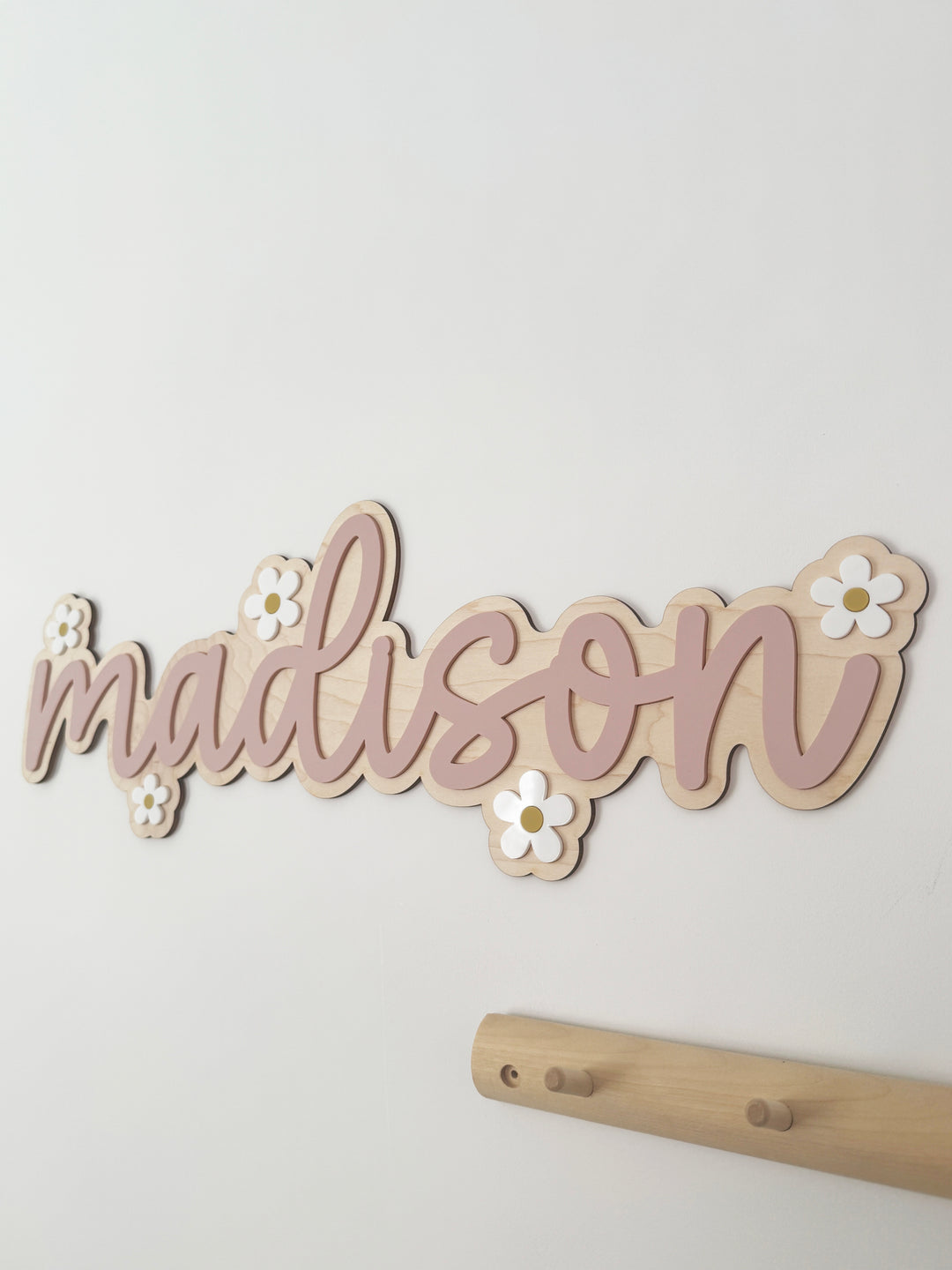 Double layer custom script daisy name sign