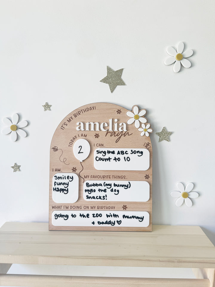 Personalised daisy birthday keepsake board