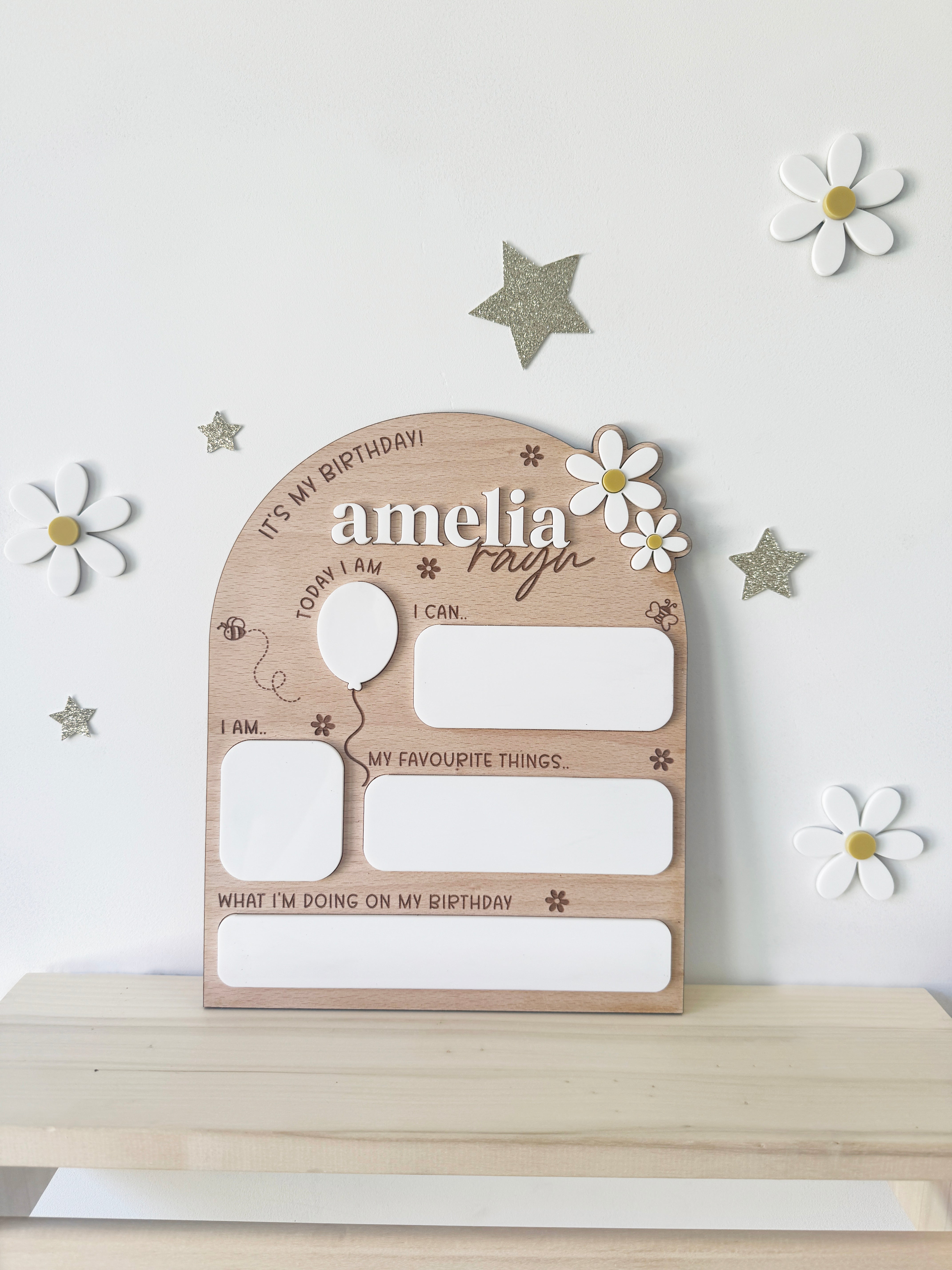 Personalised daisy birthday keepsake board