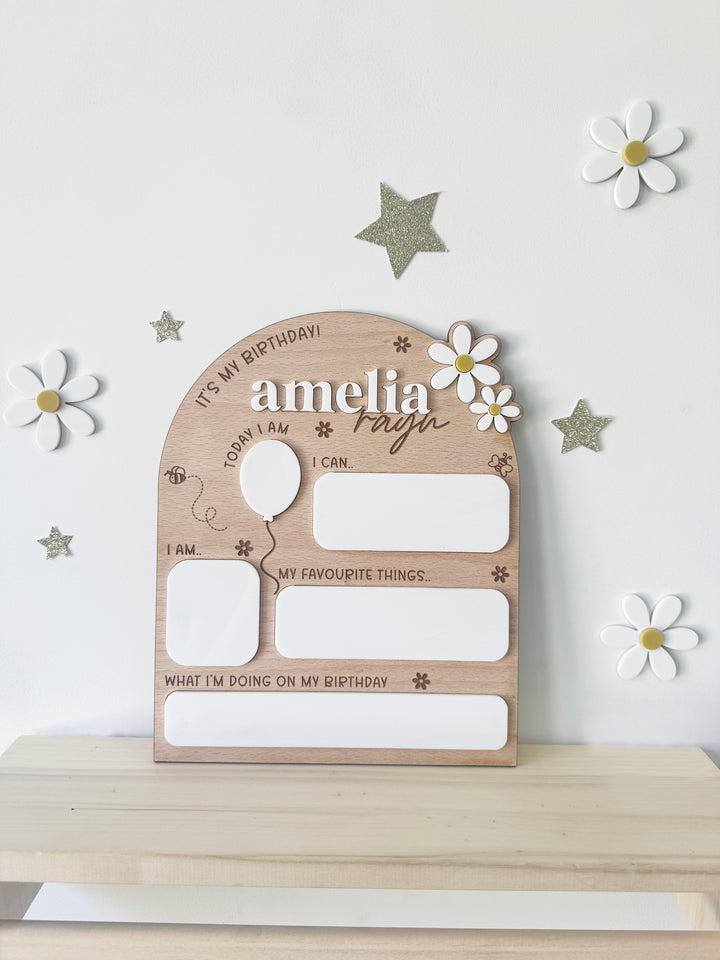 Personalised daisy birthday keepsake board