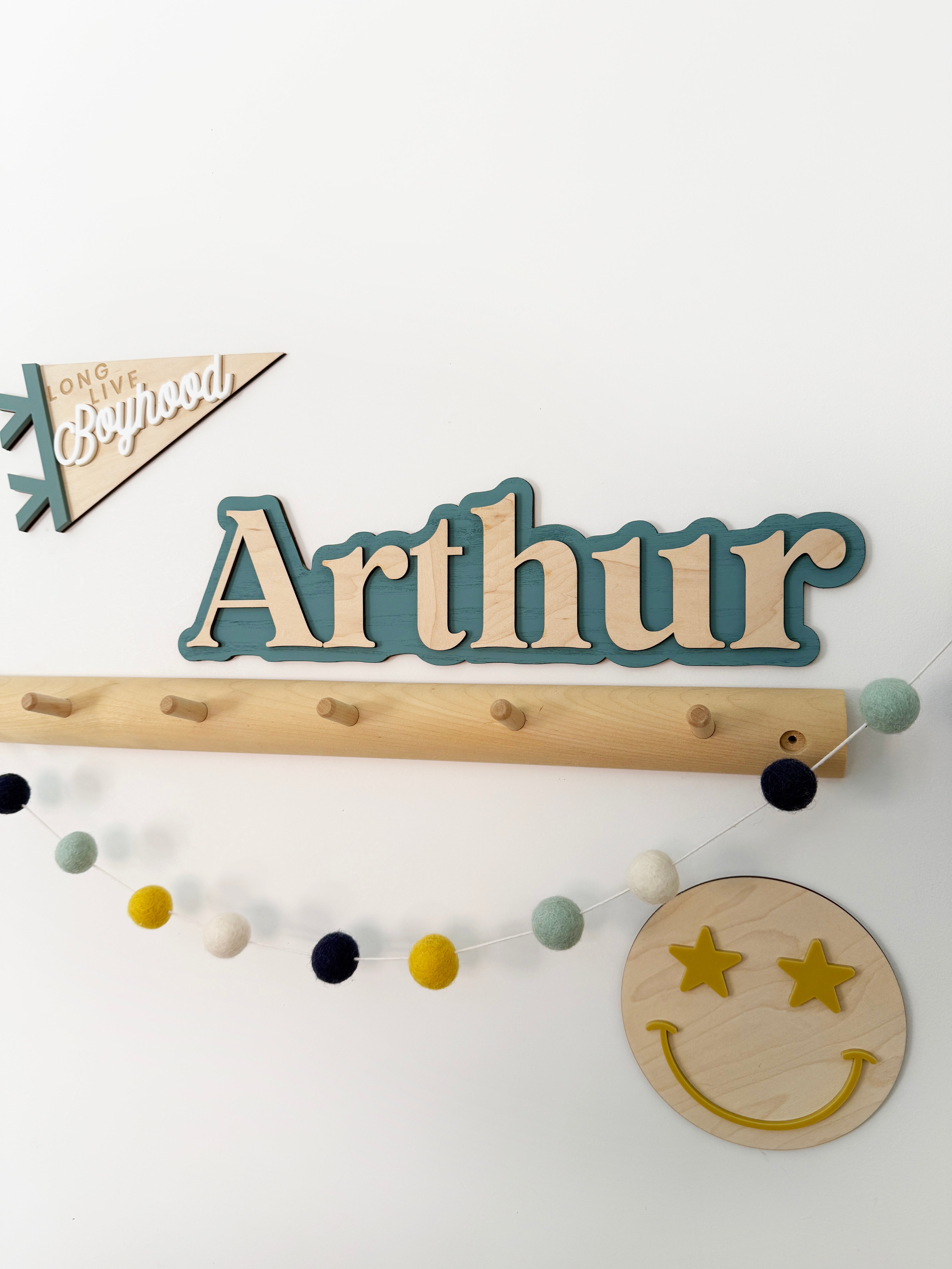 Custom double layer wooden name sign