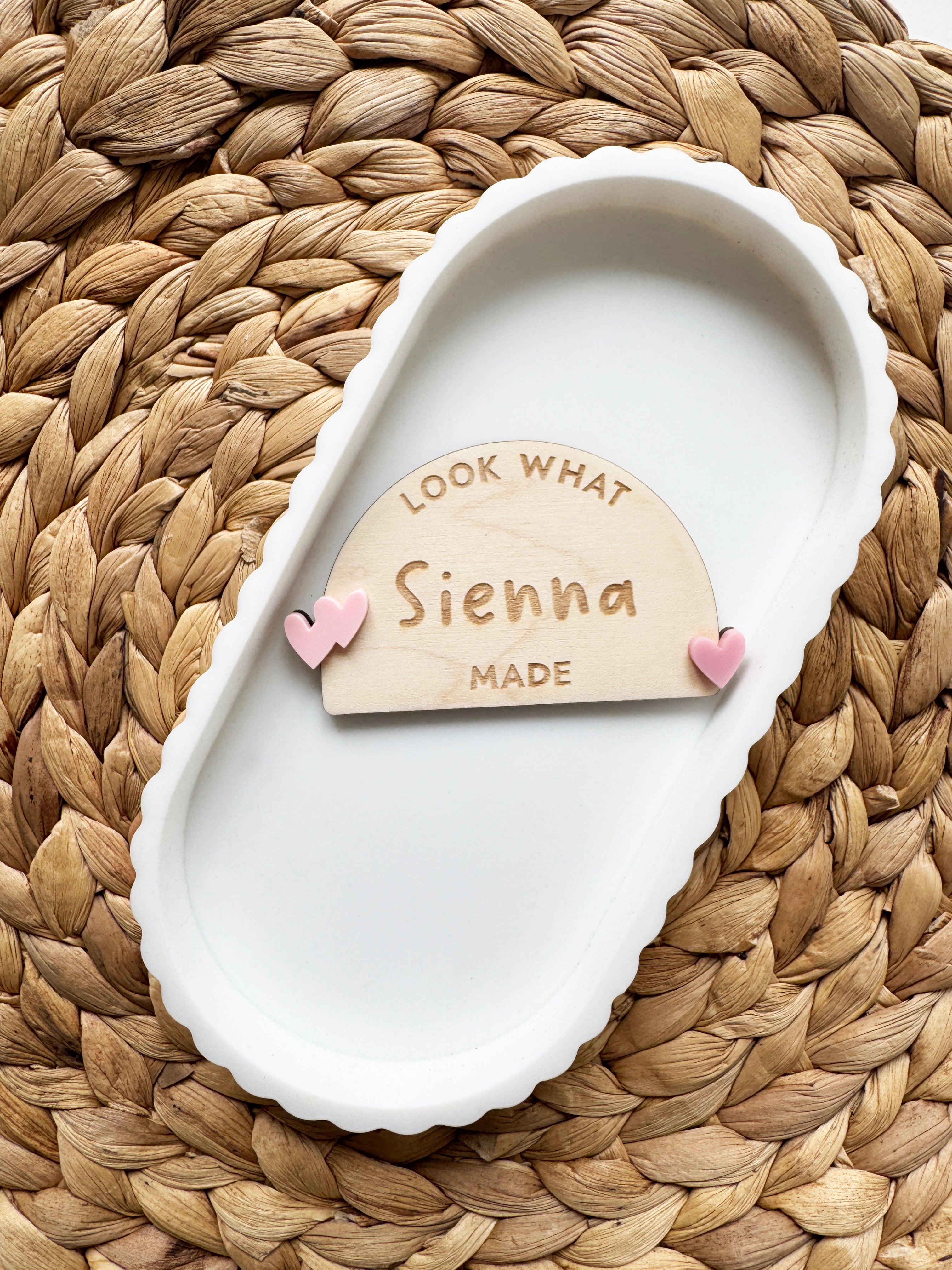 Personalised look what I made heart magnet