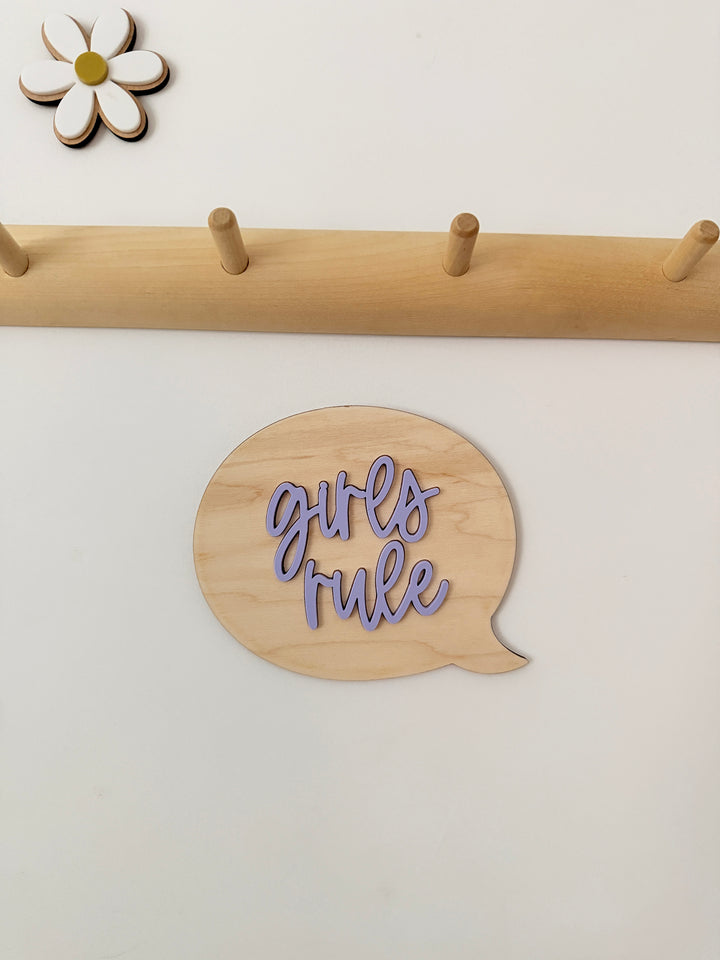 Girls rule speech bubble wall shape