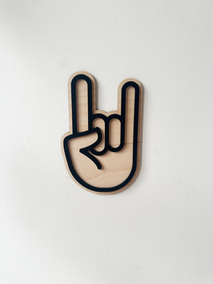Rock on hand wall shape (black)