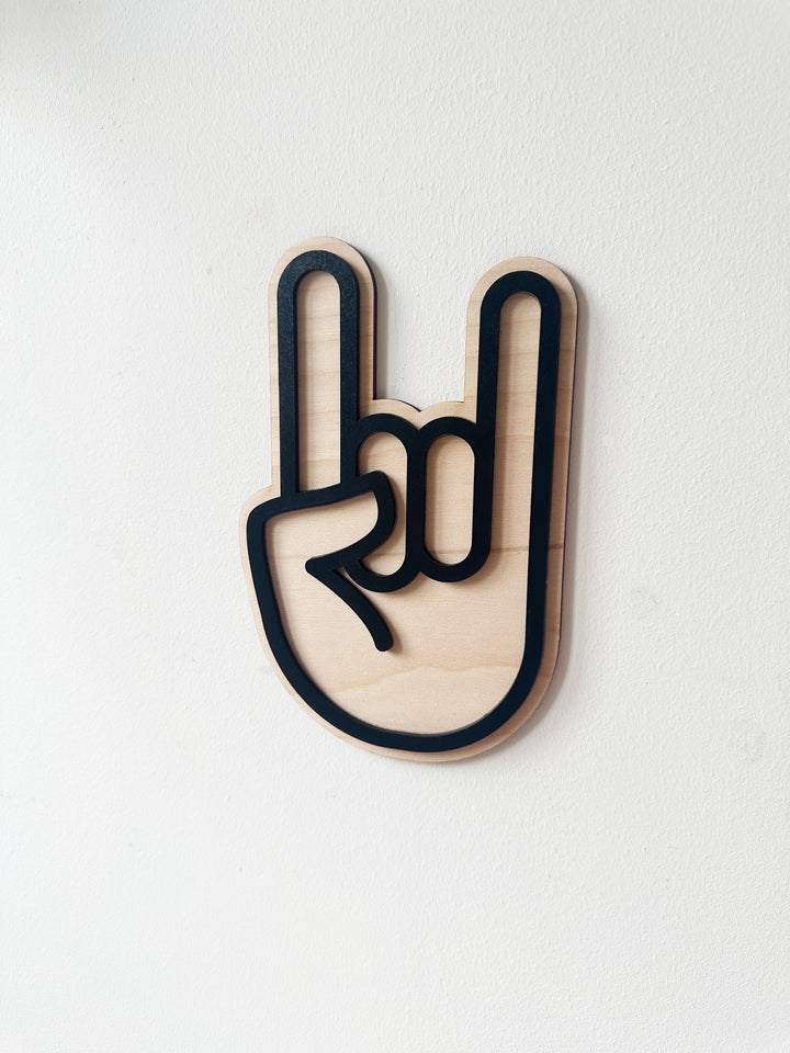 Rock on hand wall shape (black)