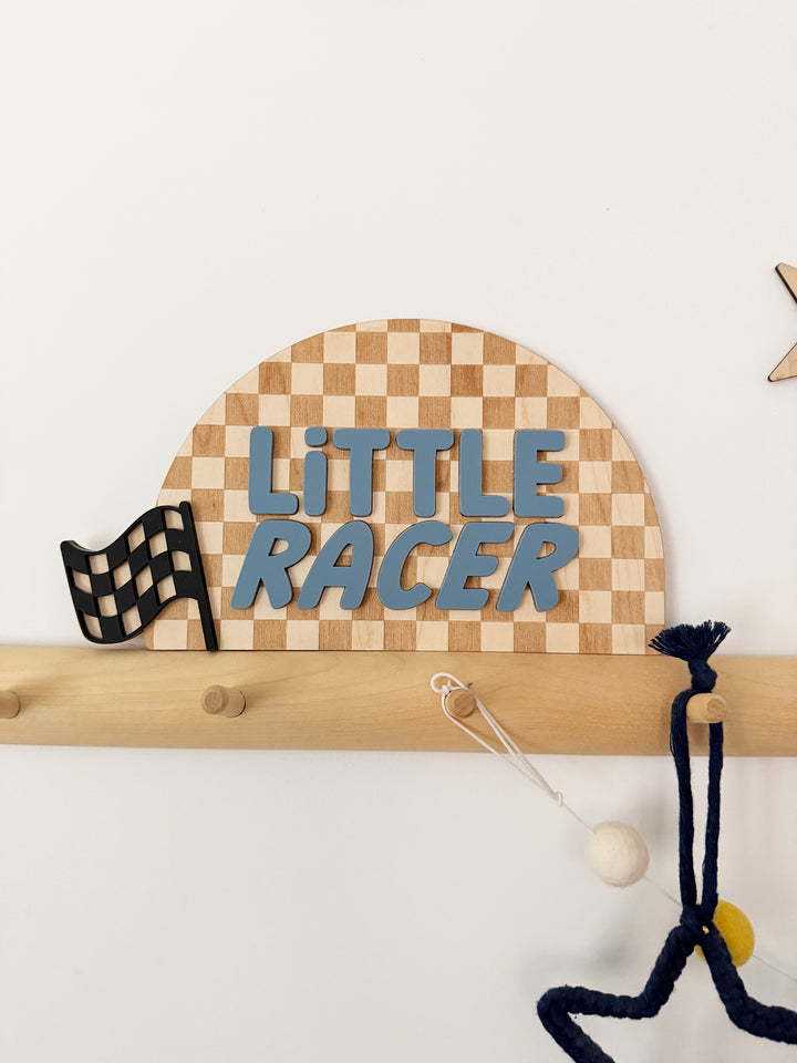 Little racer checkered arch sign