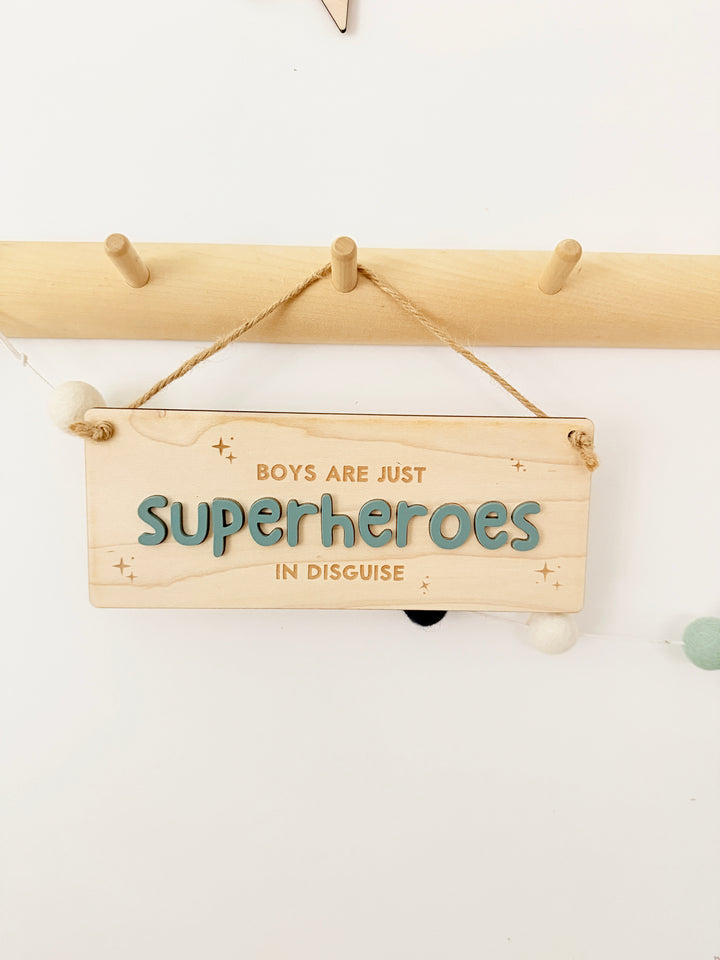 Boys are superheroes wall hanging