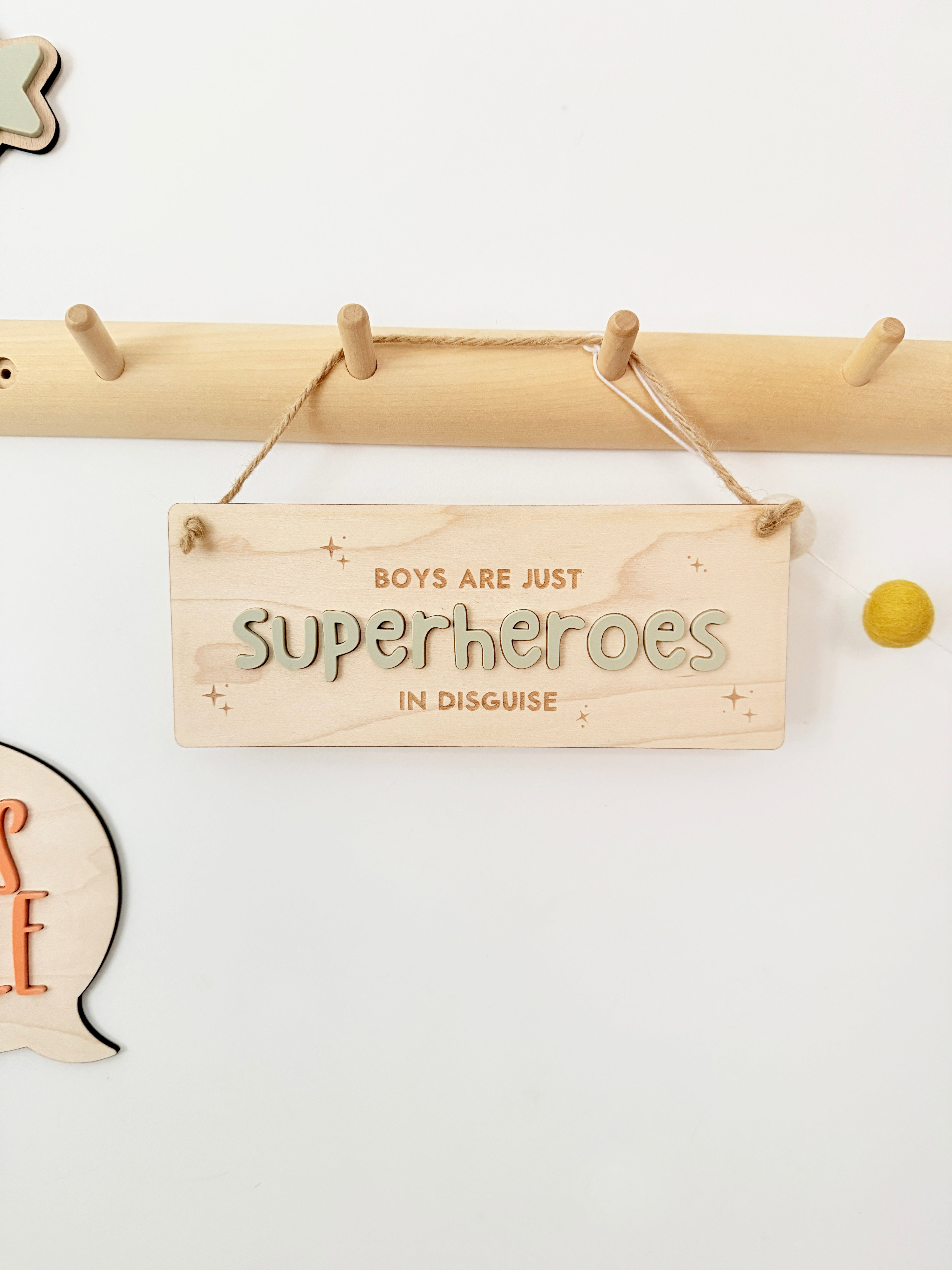 Boys are superheroes wall hanging