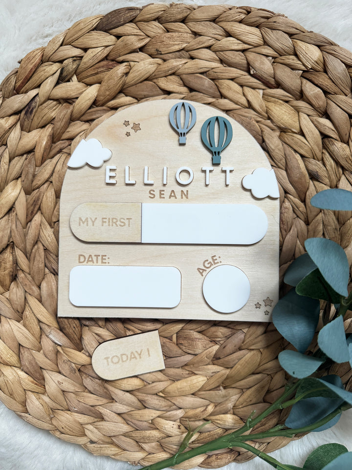 Personalised Hot Air Balloon baby milestone arch