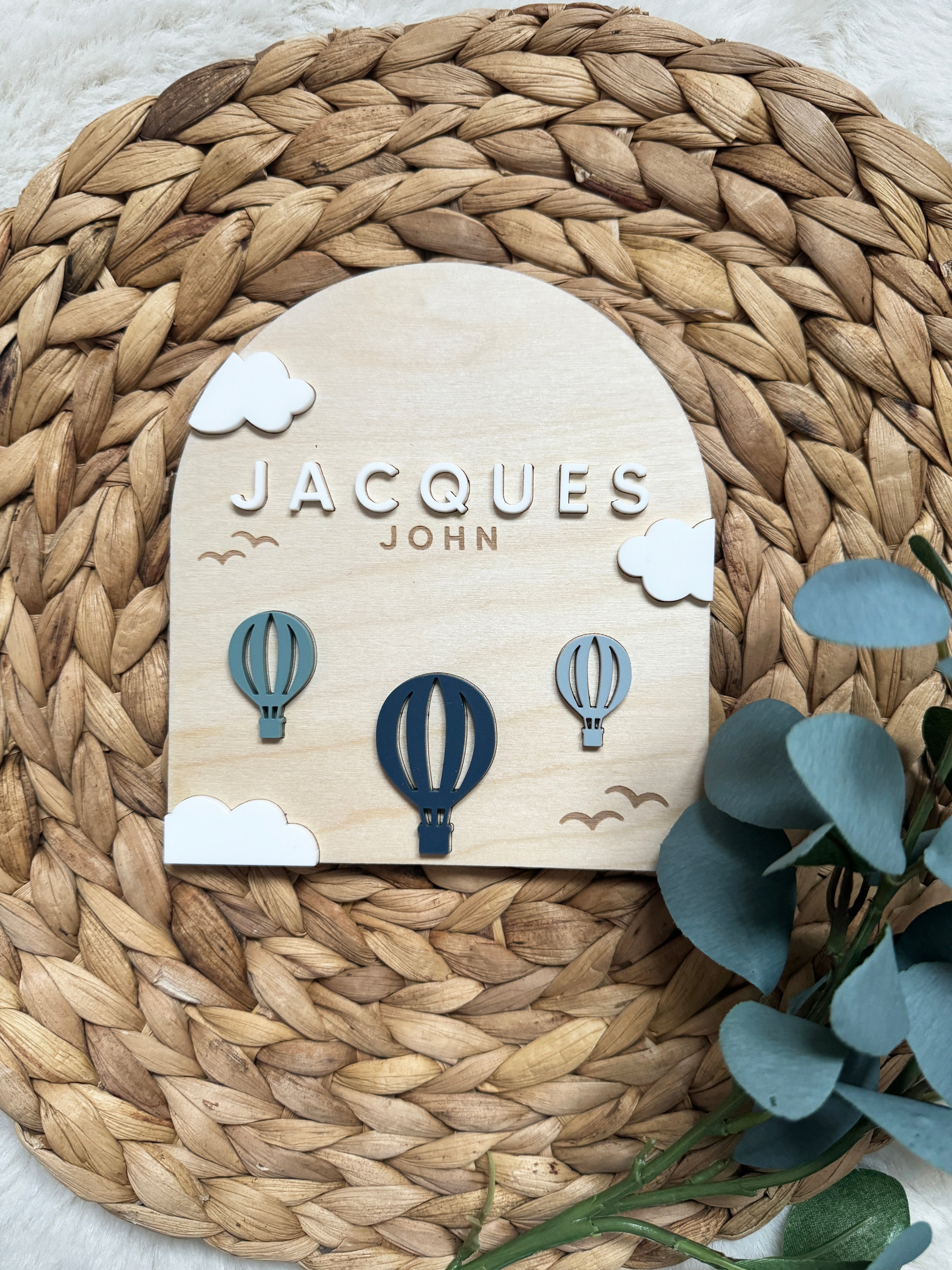 Personalised Hot Air Balloon baby name announcement arch