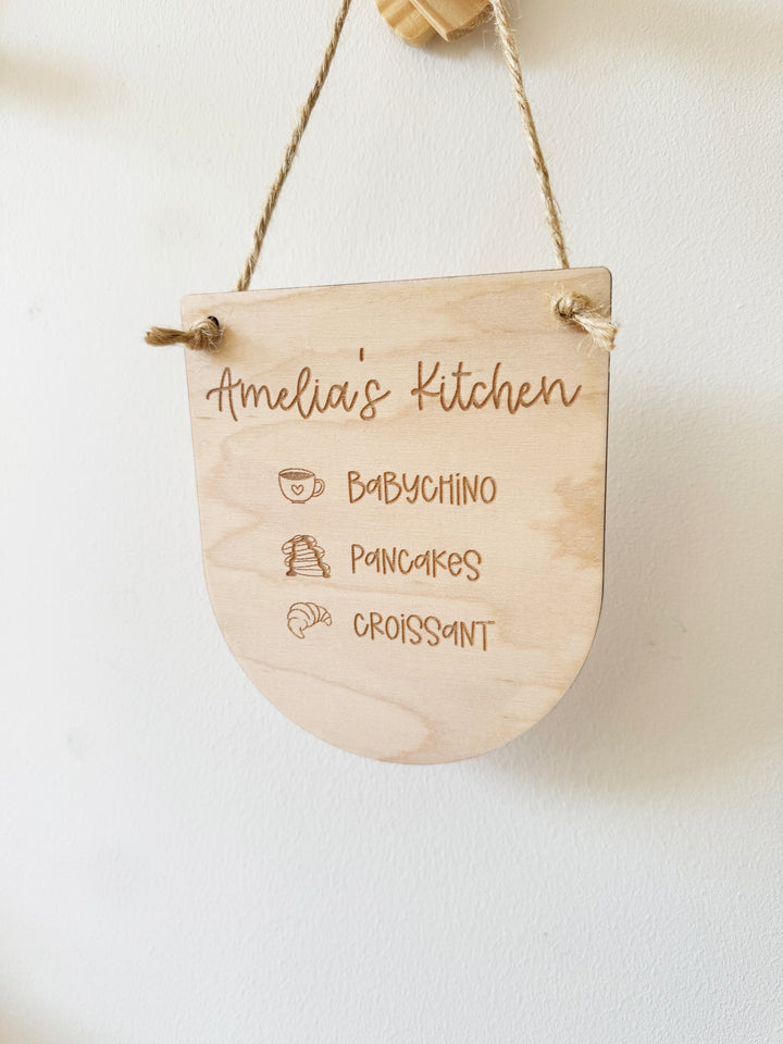 Personalised play kitchen menu mini pennant
