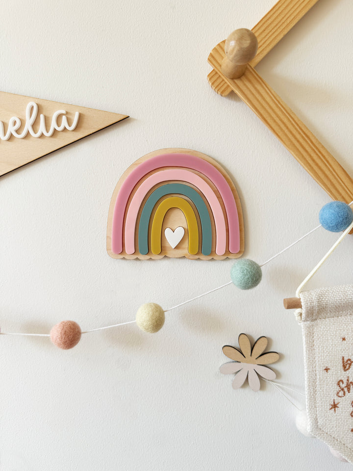 Mini rainbow boho wall shape - Pink