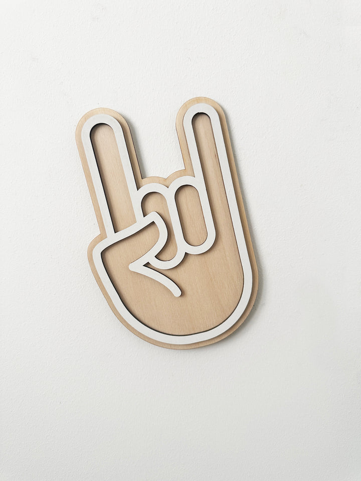 Rock on hand wall shape (white)