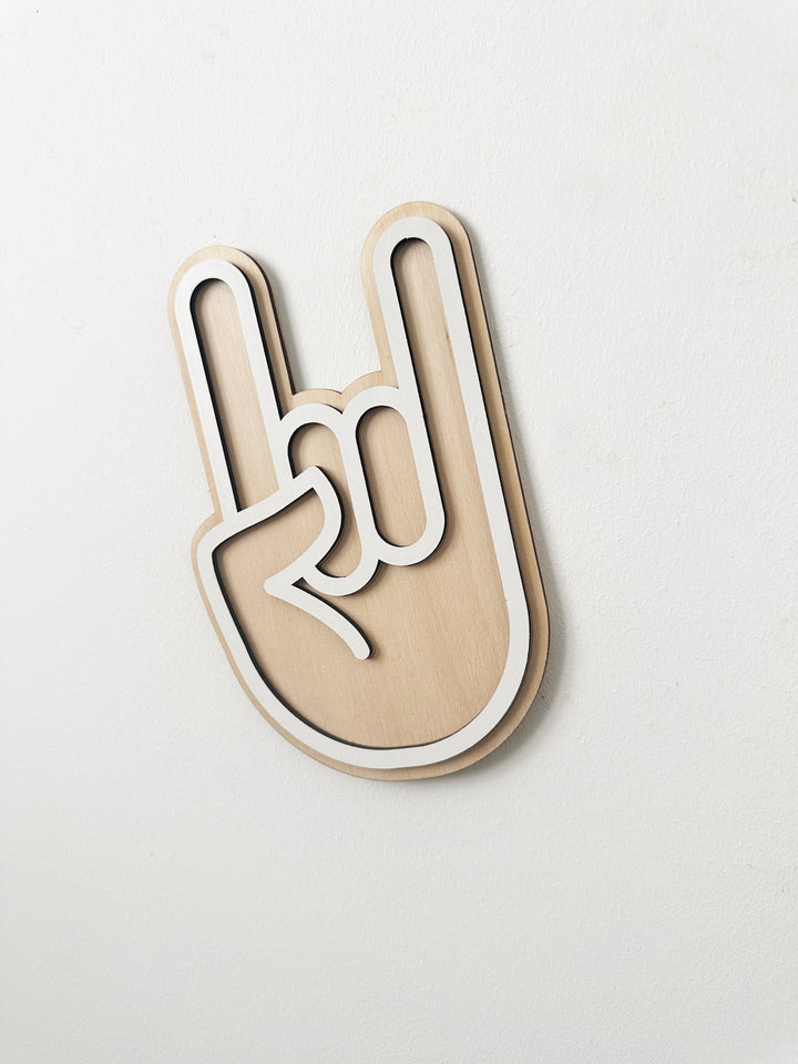 Rock on hand wall shape (white)