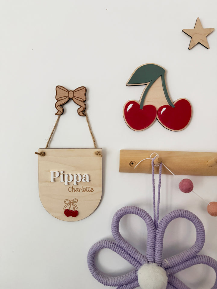 Personalised Name cherry heart mini pennant