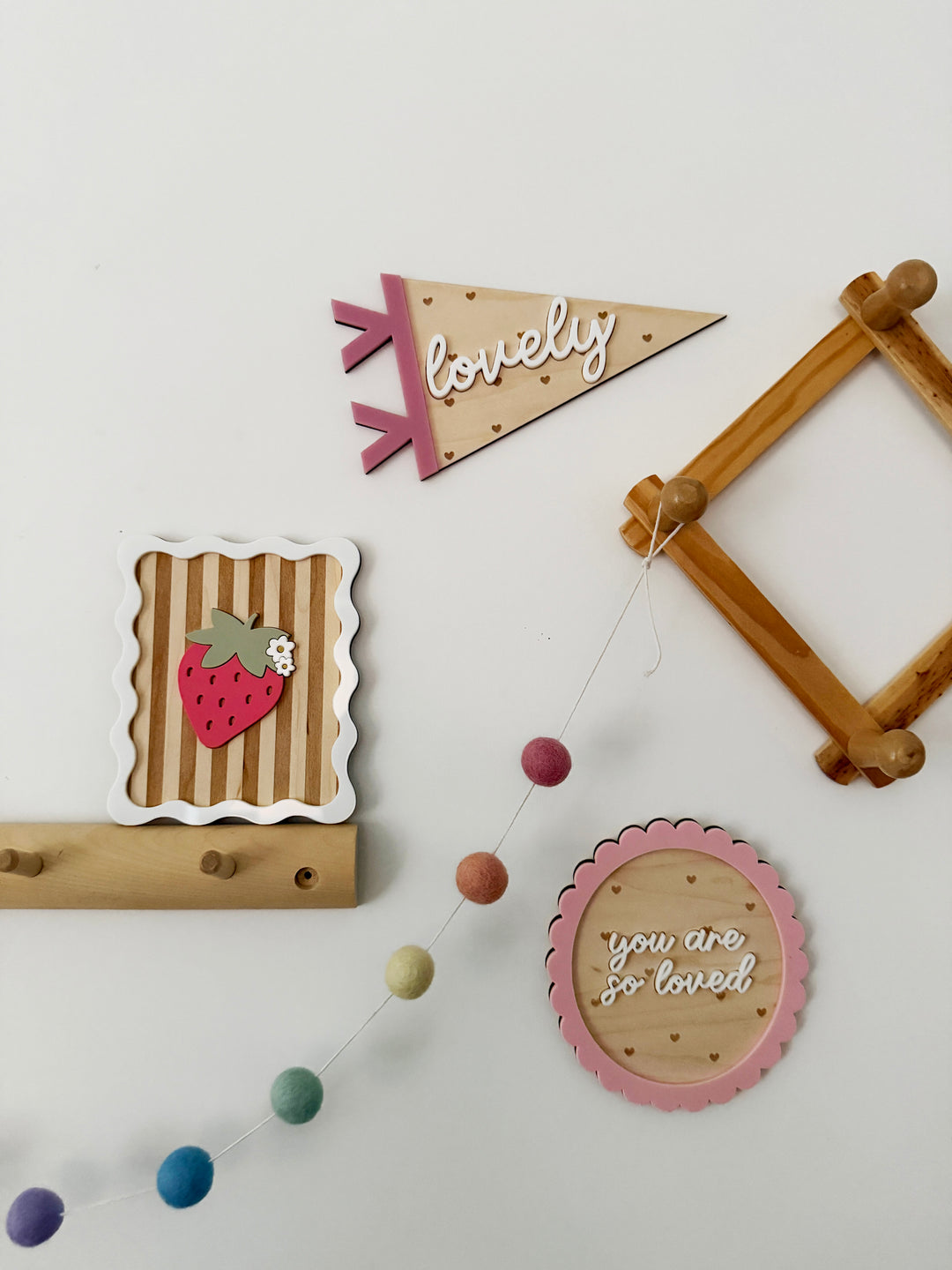 Stripe strawberry squiggle wall plaque