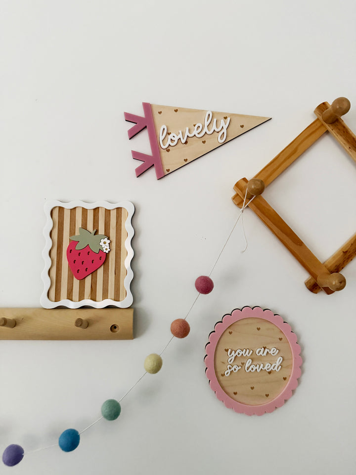 Stripe strawberry squiggle wall plaque