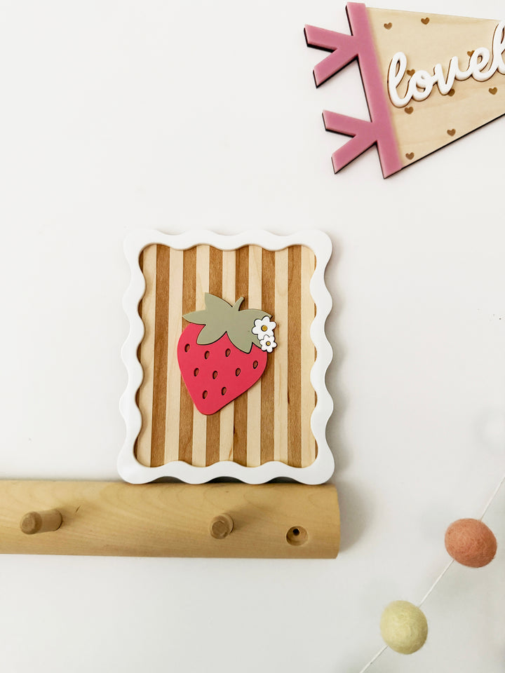Stripe strawberry squiggle wall plaque