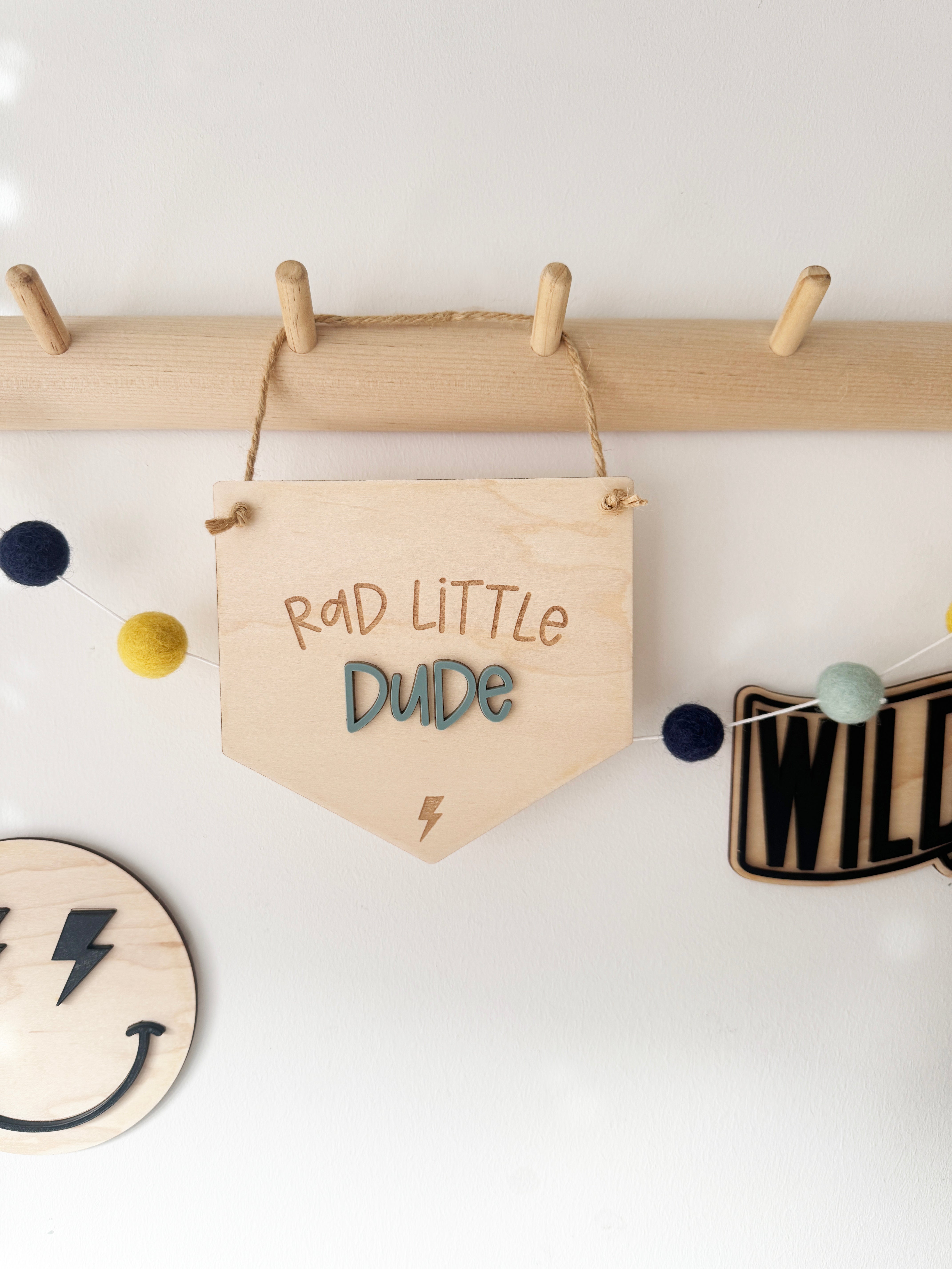 Rad little dude hanging pennant