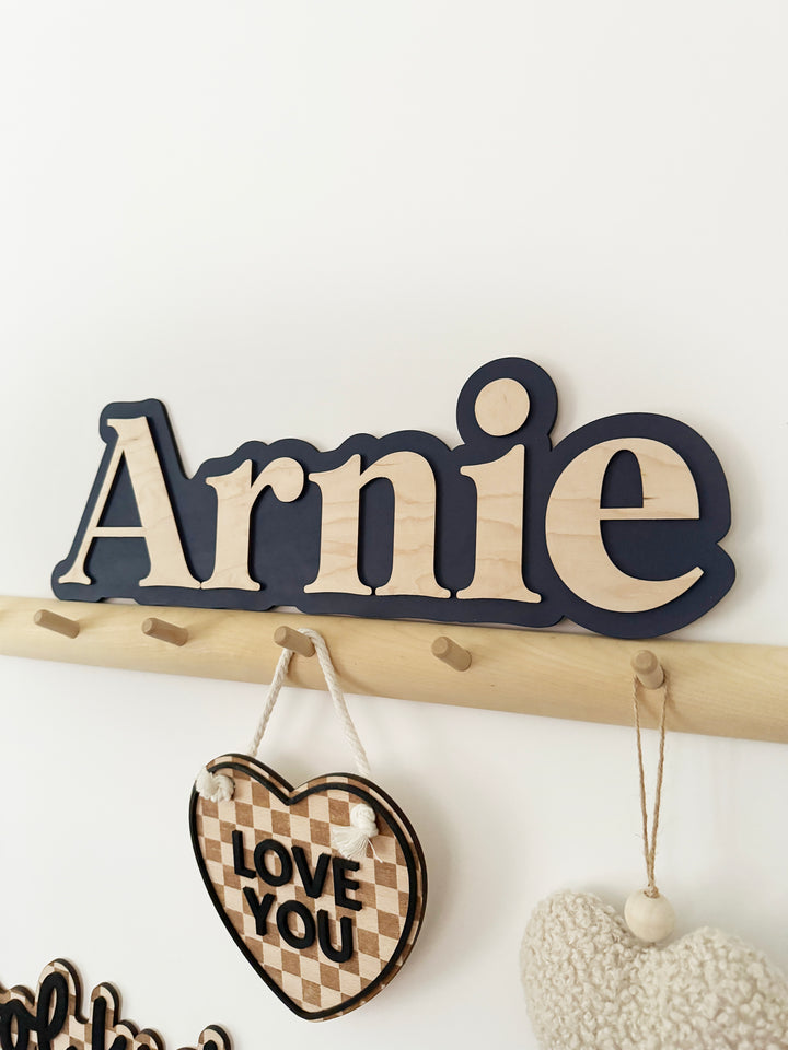 Custom double layer wooden name sign