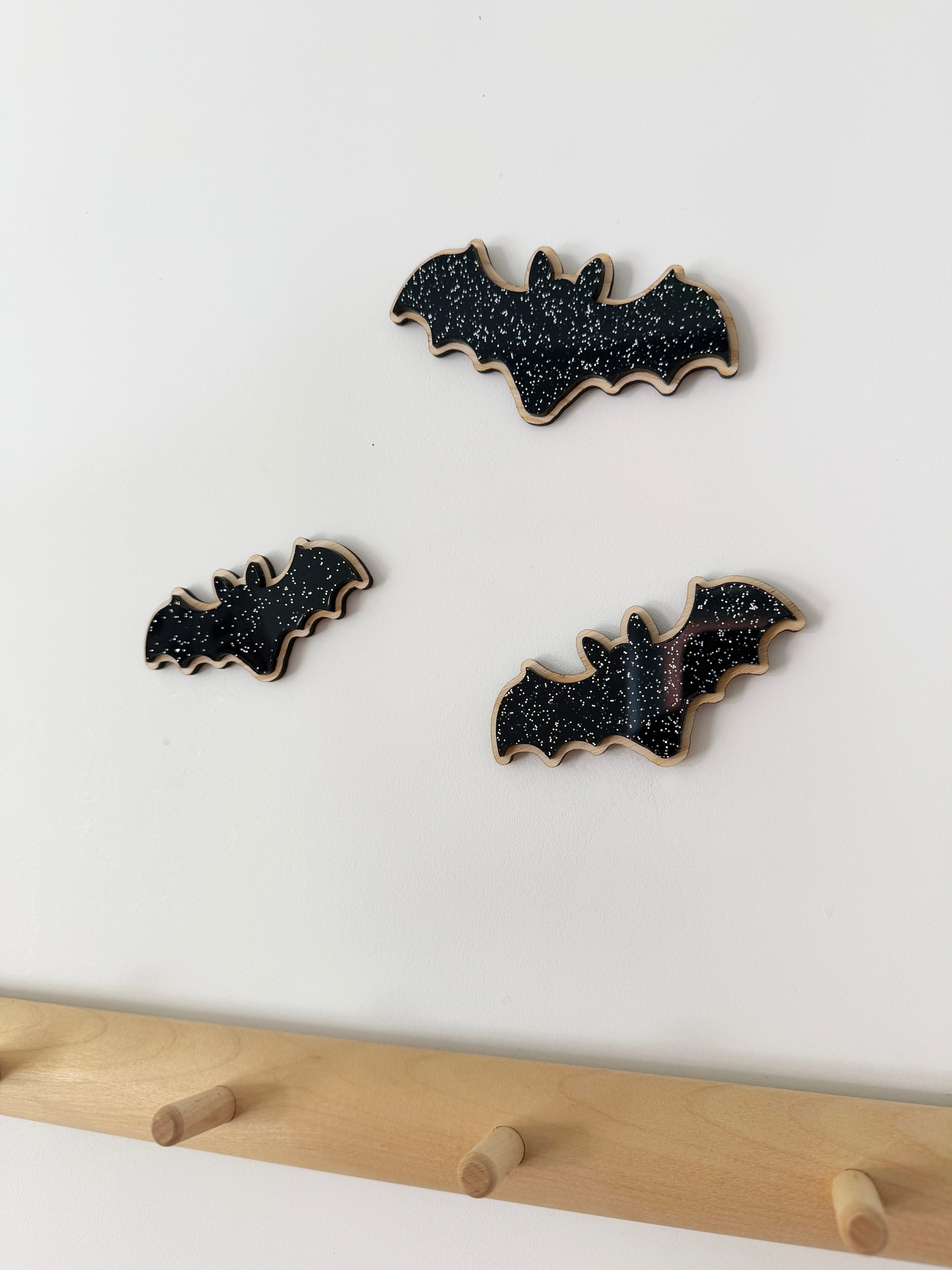 Black glitter halloween bats