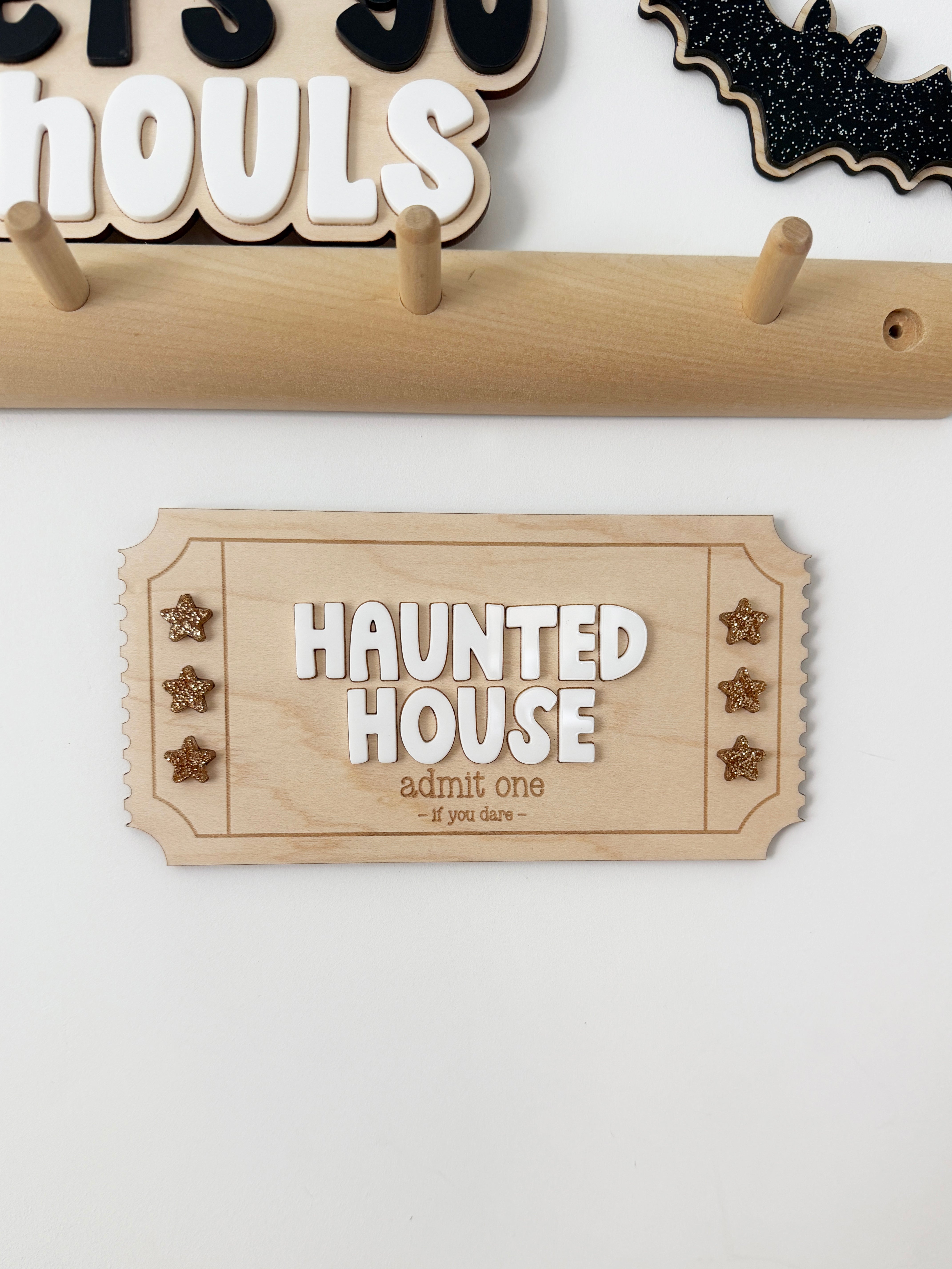 Haunted house halloween ticket wall shape