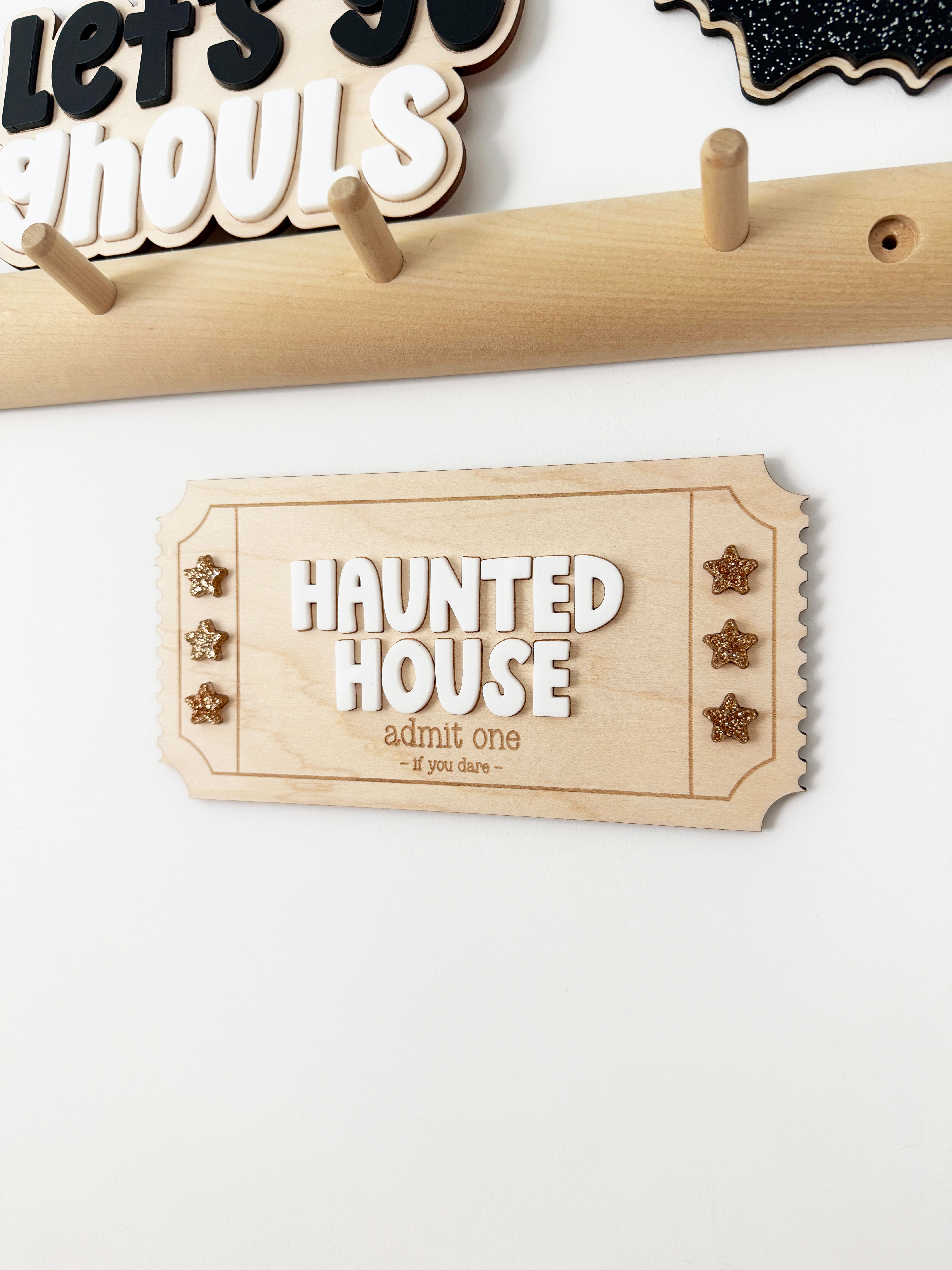Haunted house halloween ticket wall shape