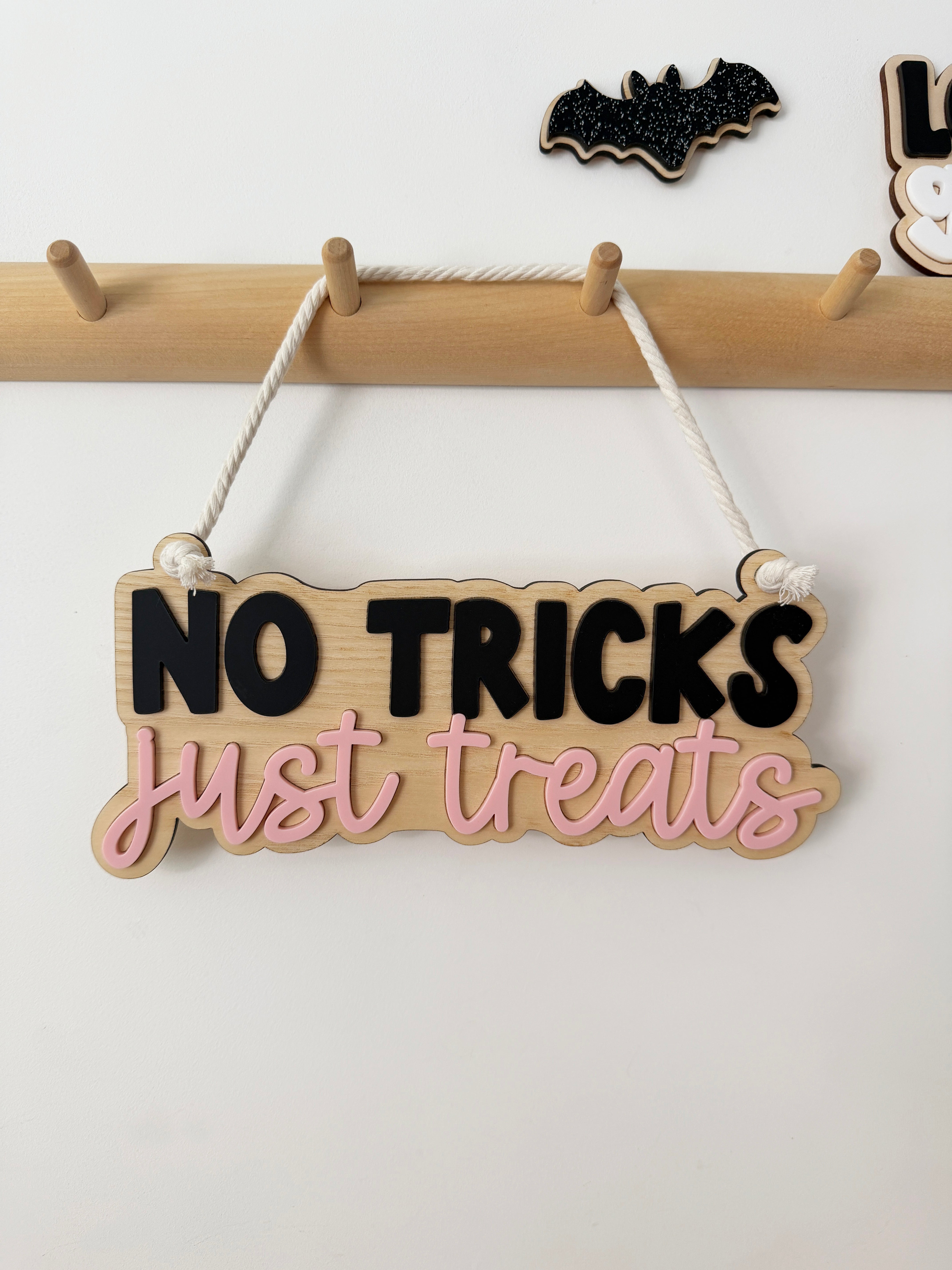 No tricks just treats hanging sign