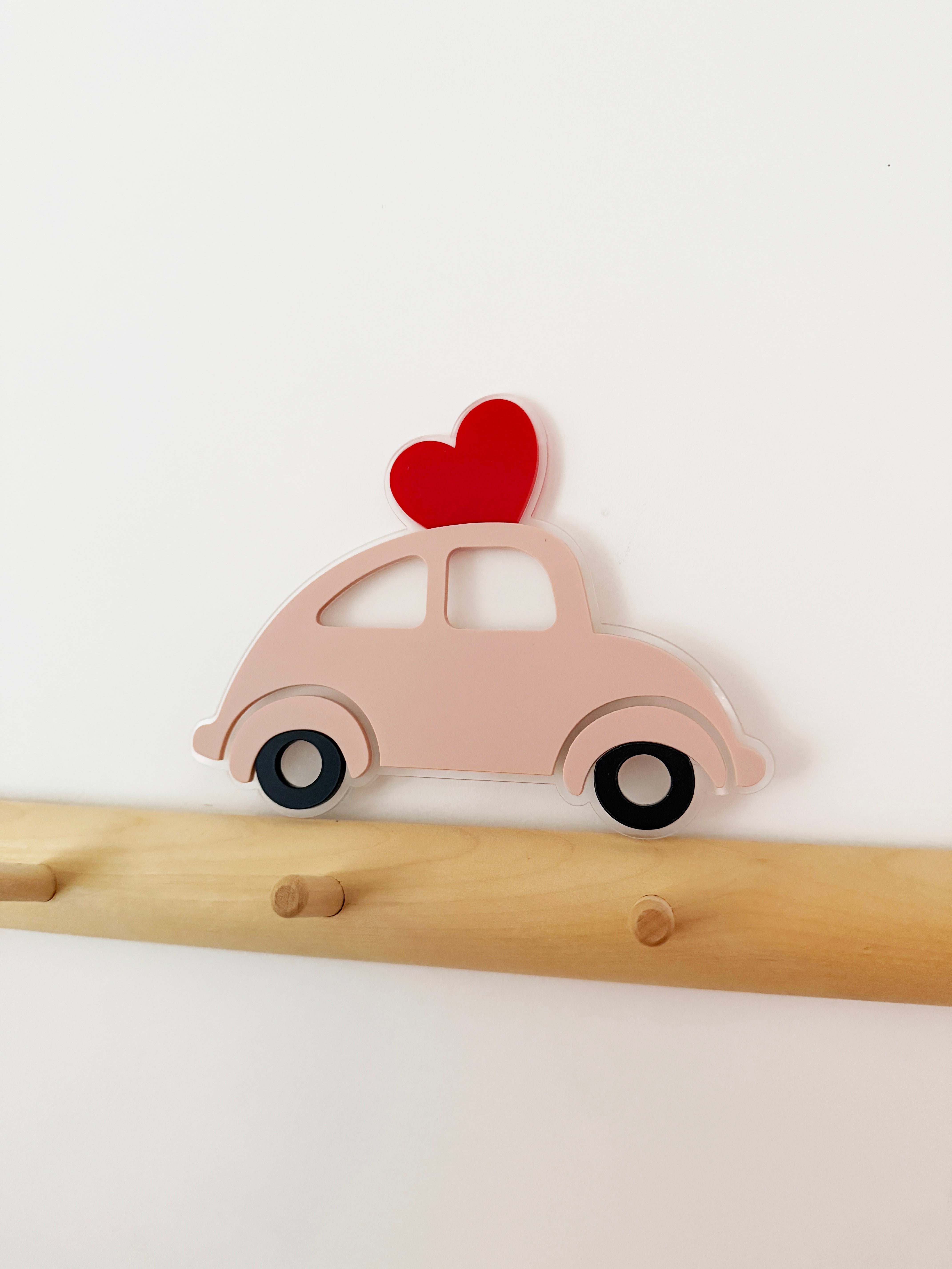 Love bug car shelf sitter (Peony pink) *SAMPLE*