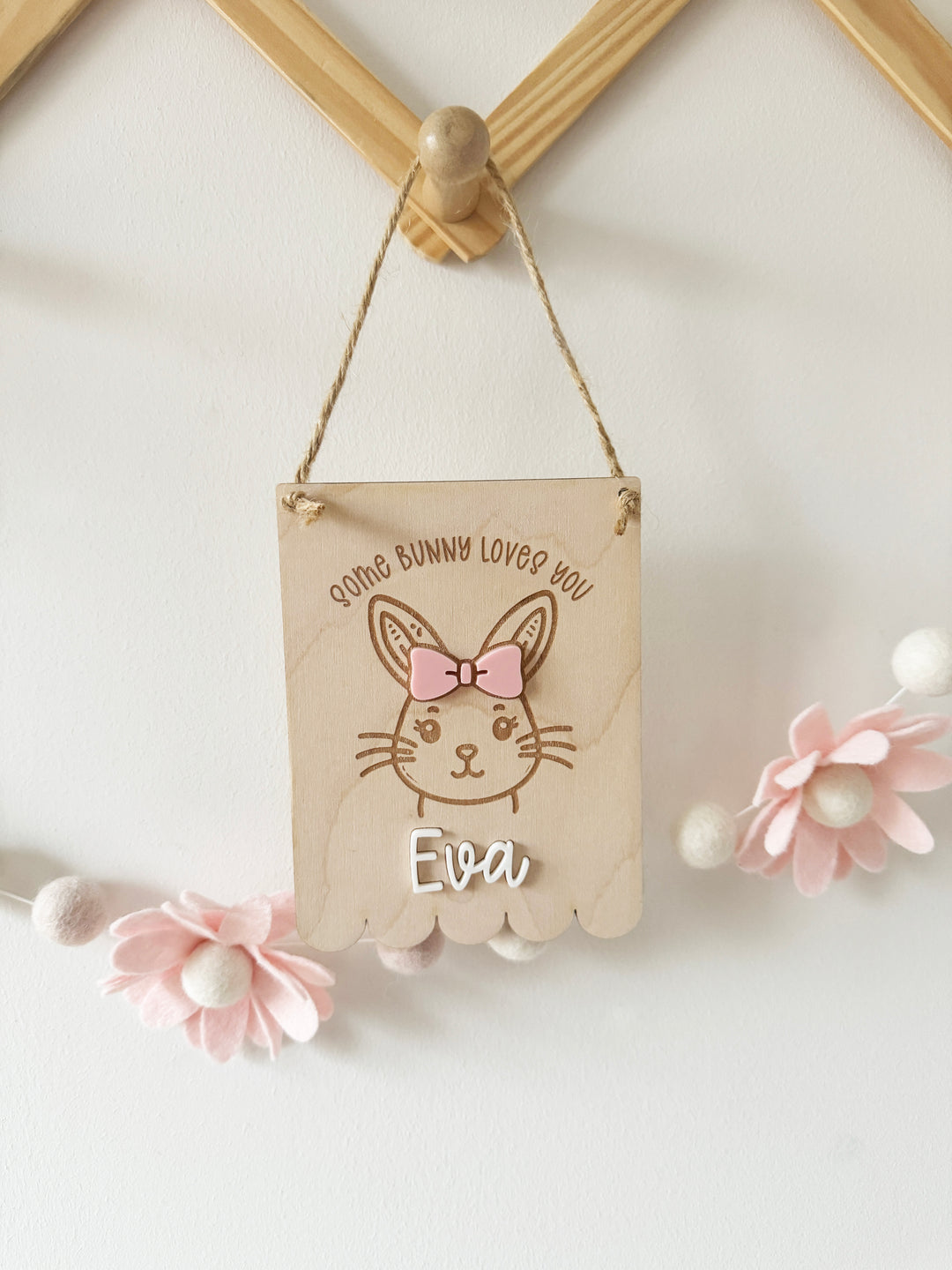 Personalised Easter some bunny loves you mini pennant