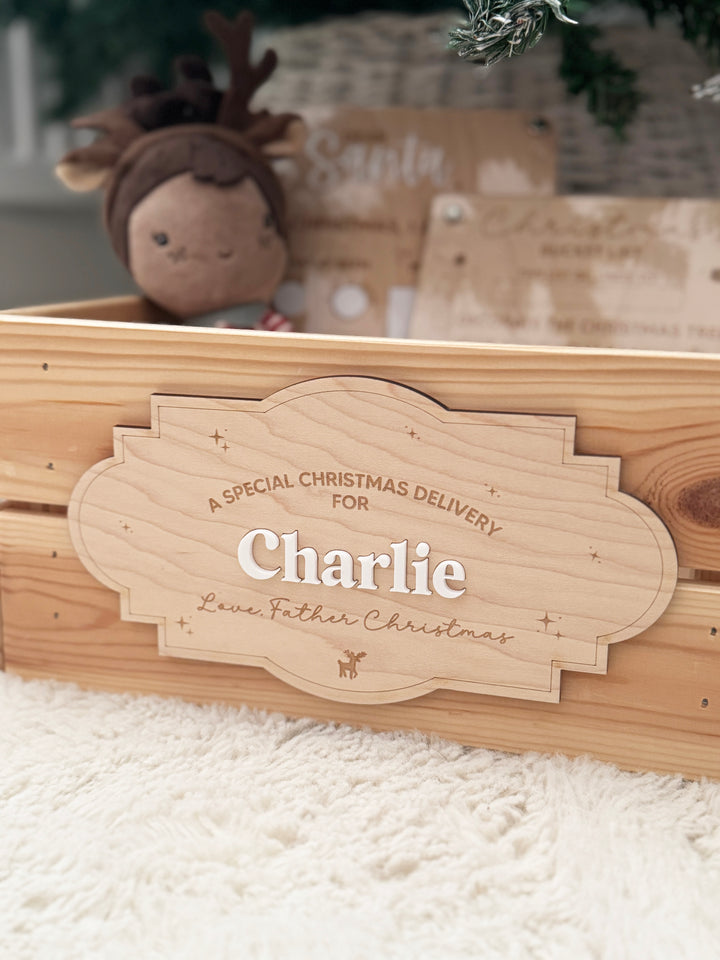 Personalised Christmas crate plaque