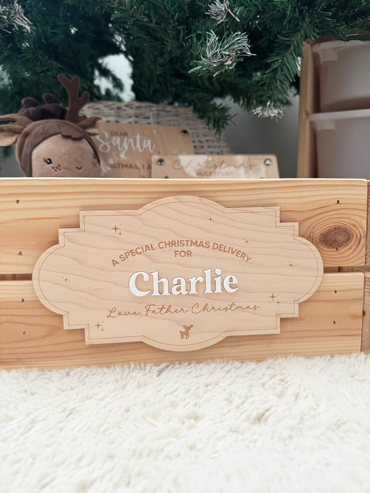 Personalised Christmas crate plaque