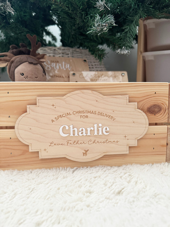 Personalised Christmas crate plaque