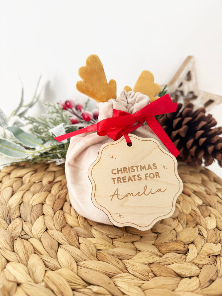 Personalised reindeer treats bag