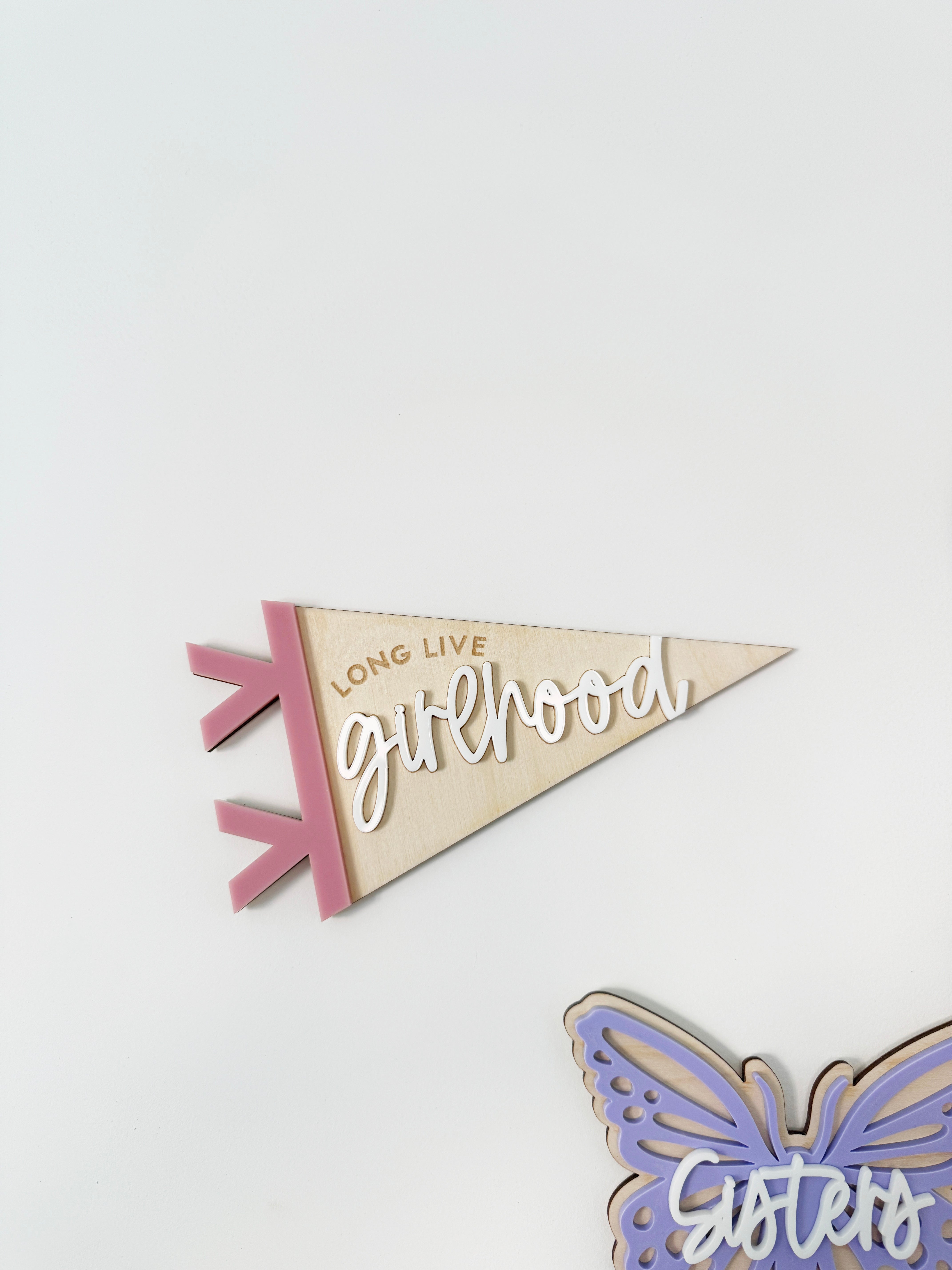 Long live girlhood pennant flag
