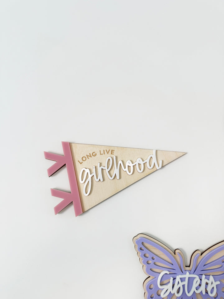 Long live girlhood pennant flag