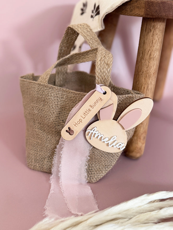 Personalised Easter egg hunt bag & tag
