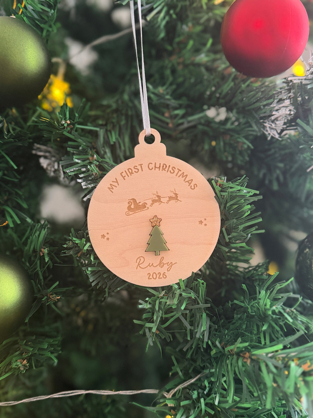 Personalised my first christmas tree bauble