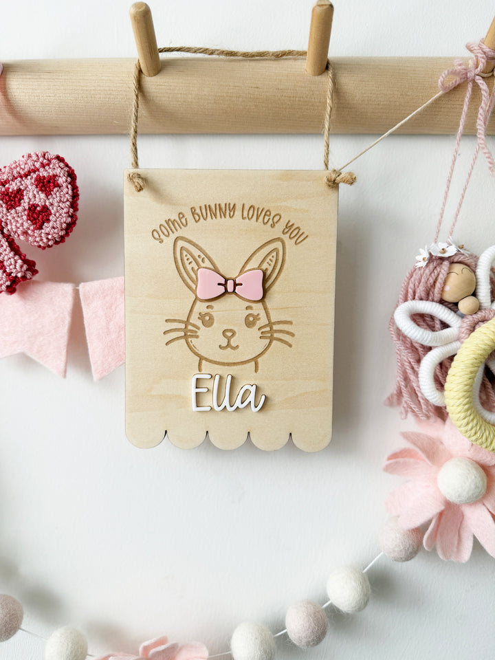 Personalised Easter some bunny loves you mini pennant