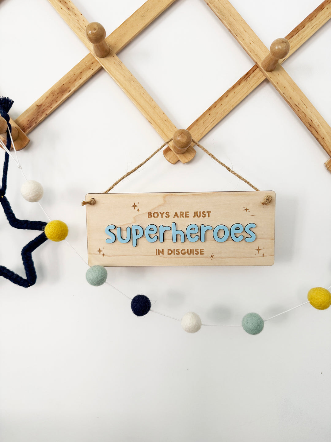 Boys are superheroes wall hanging