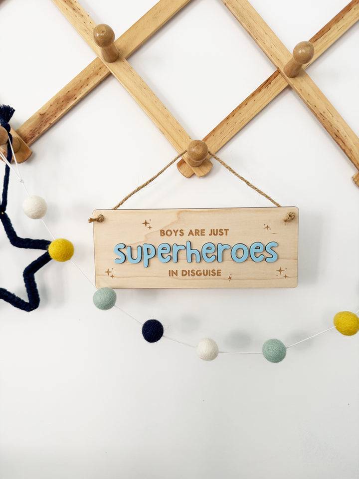 Boys are superheroes wall hanging