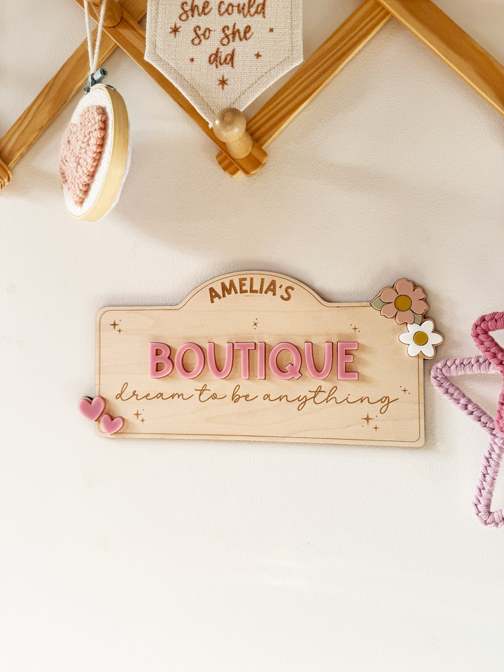 Personalised boutique/dress up wall sign
