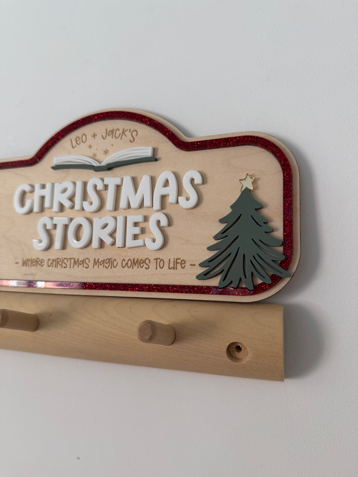 Personalised Christmas stories crate/shelf sign