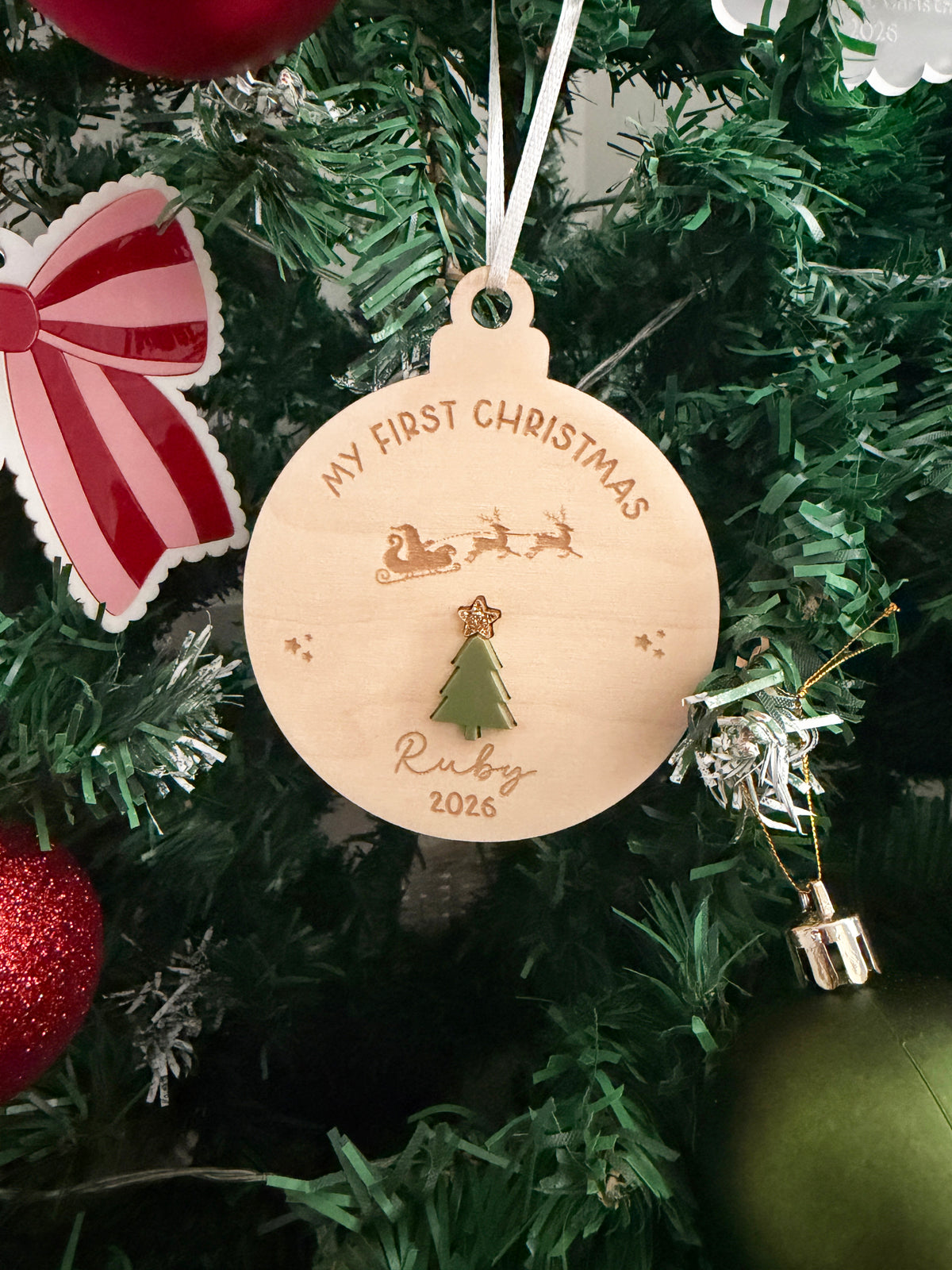 Personalised my first christmas tree bauble