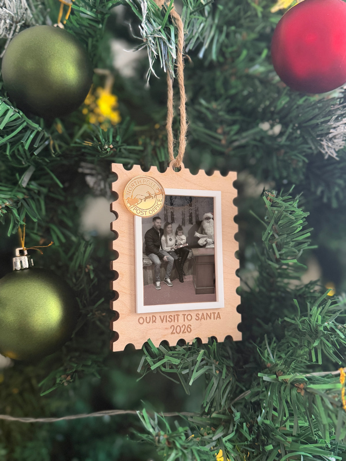 Santa postage stamp magnet frame decoration