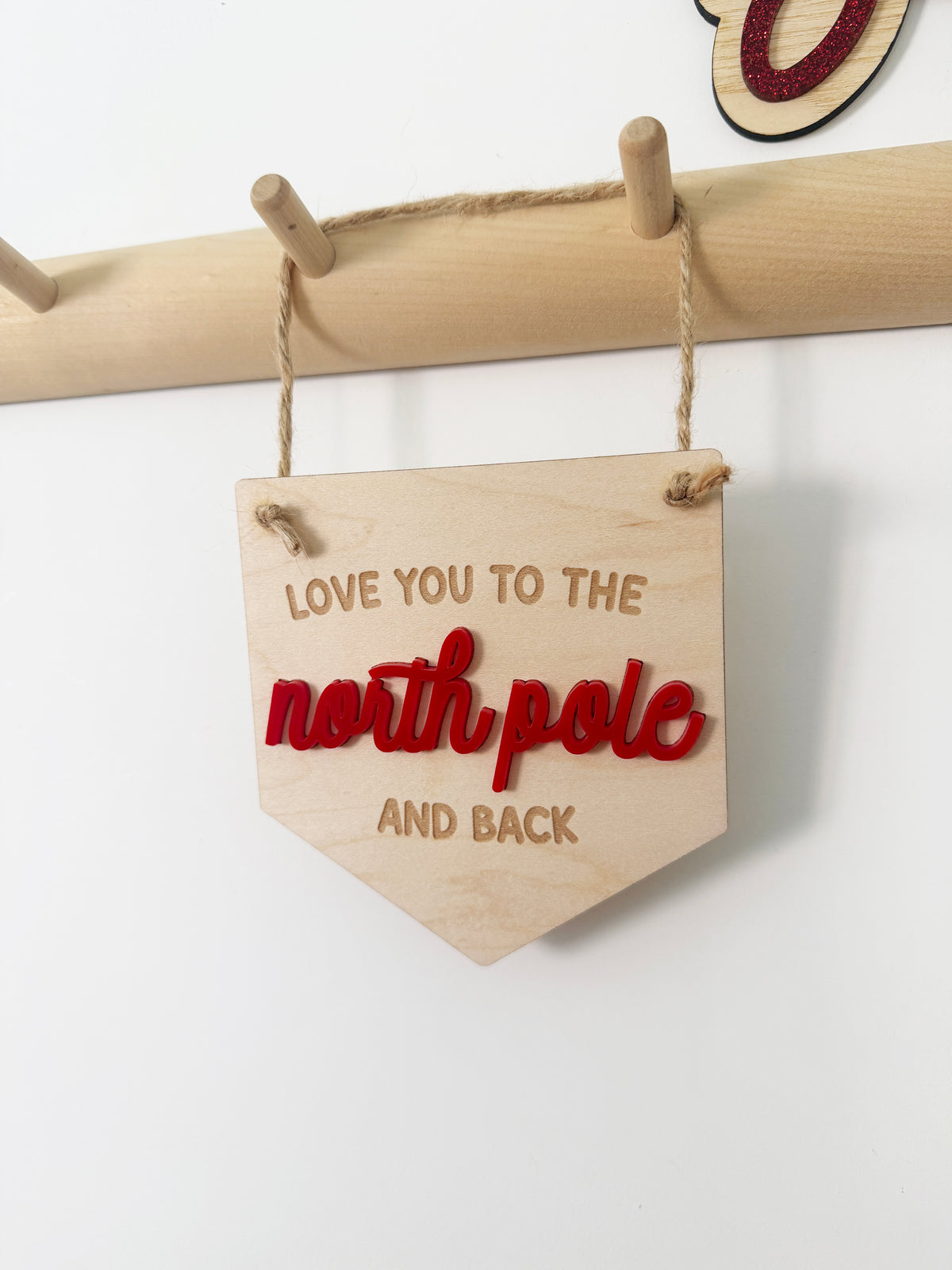 North Pole and back red mini pennant