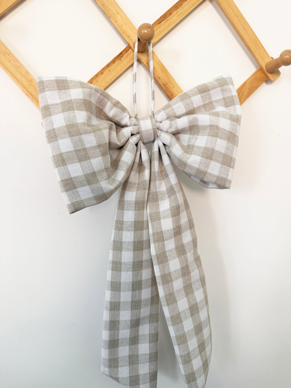 Gingham bow - Beige (Pre-order)