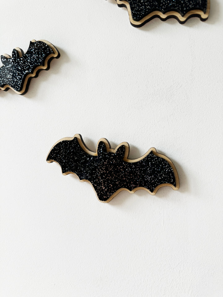 Black glitter halloween bats