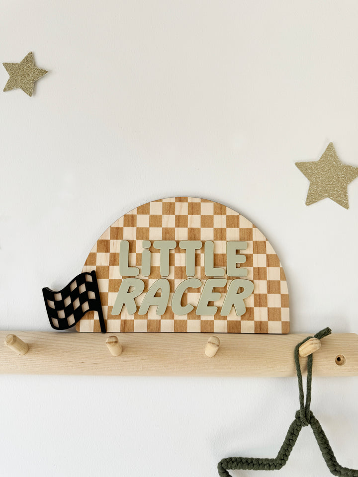 Little racer checkered arch sign